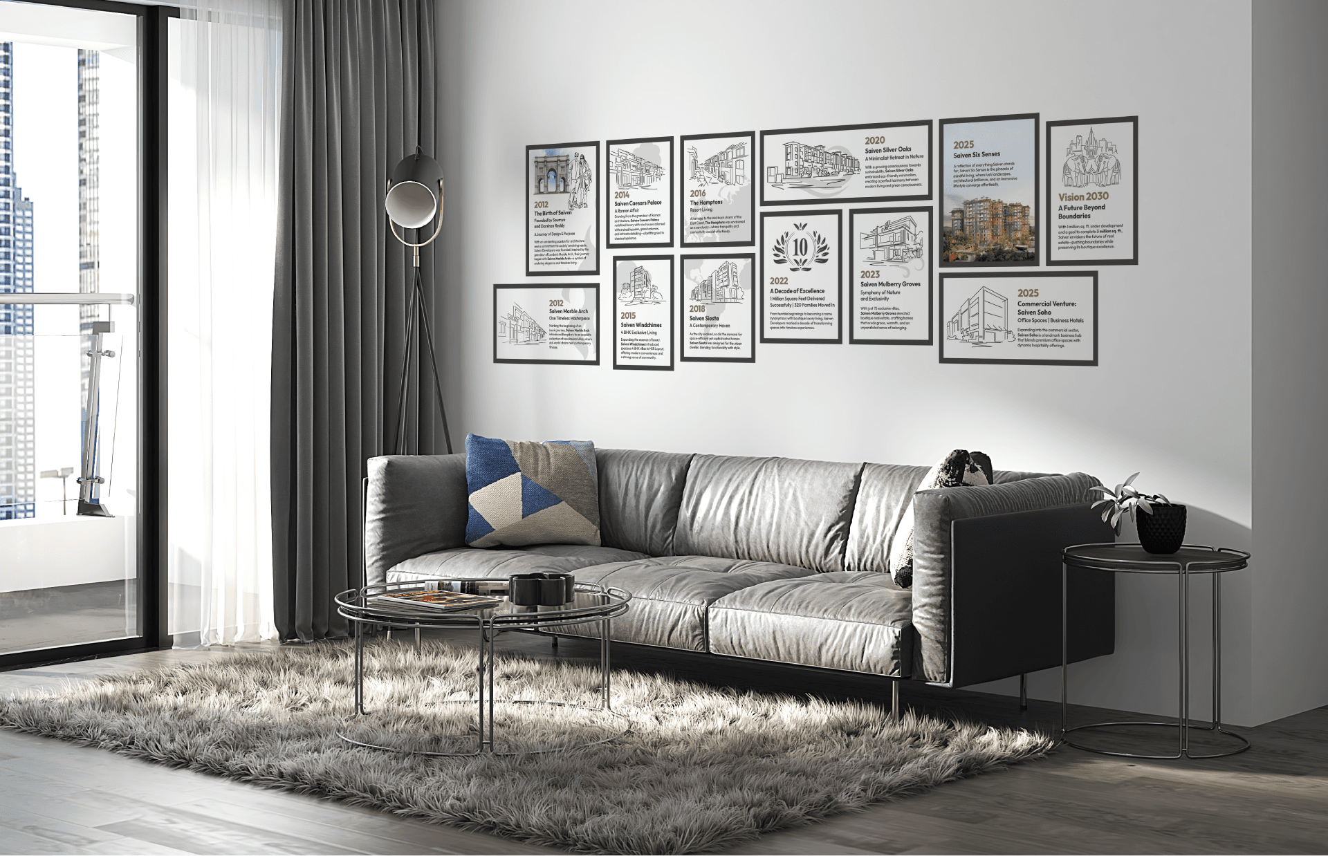 Saiven Realty – interior with city view and milestones